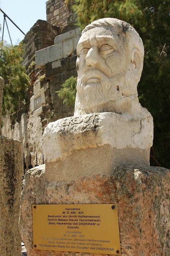Bust of Herodotos outside the Bodrum Museum